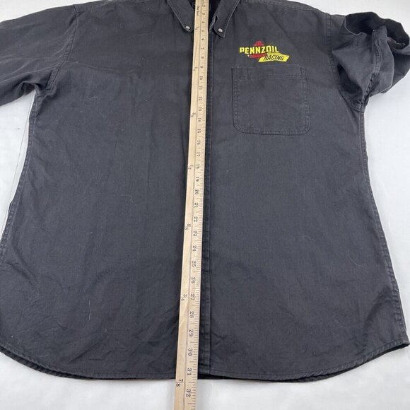 Pennzoil Racing Button Up Shirt Men’s L Short Sleeve Logo Performax 100 Black - Picture 5 of 9